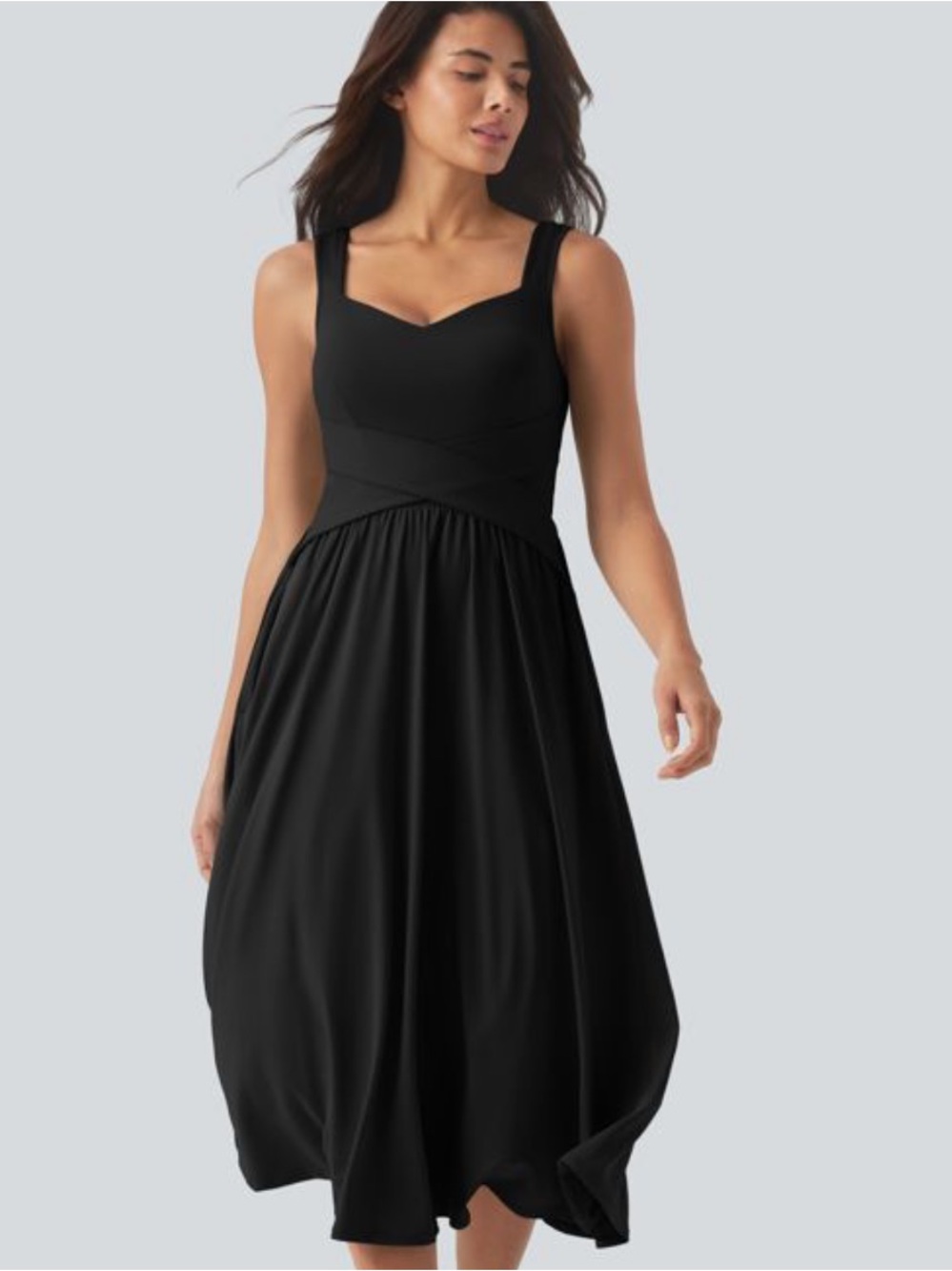 Halara Built in bra Black Sleeveless Midi Dress